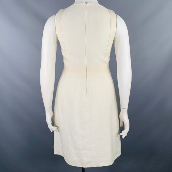 AKRIS Size 10 Cream Cotton Textured Sleeveless Dress - Picture 4 of 9